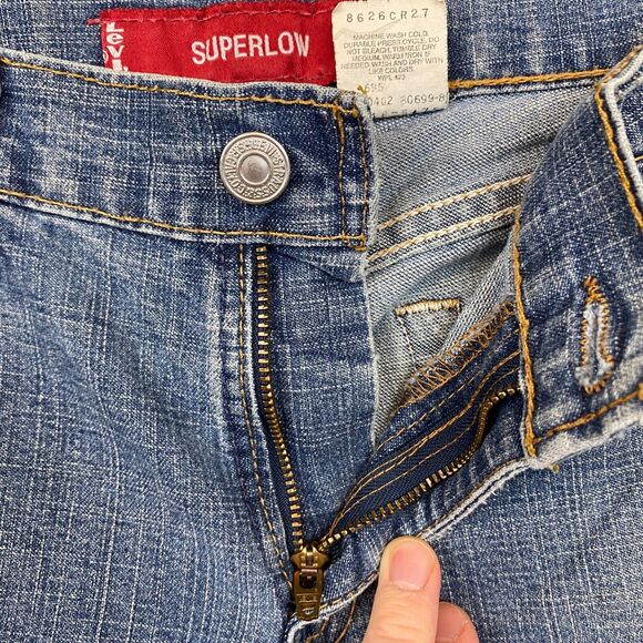 Levi's Jeans Women's 30x31 Blue Medium Wash USA VTG 518 Superlow Boot cut - Picture 10 of 16